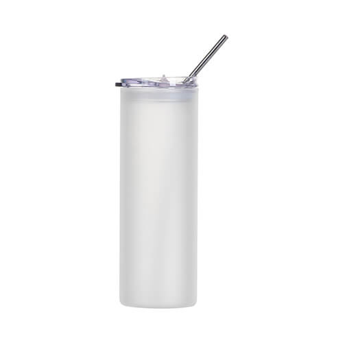 Tazza glassata da 750 ml con coperchio in plastica e cannuccia per sublimazione