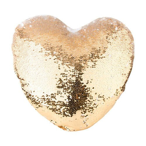 Copricuscino in forma di cuore 39 x 44 cm con paillettes bicolore per  sublimazione – d’oro