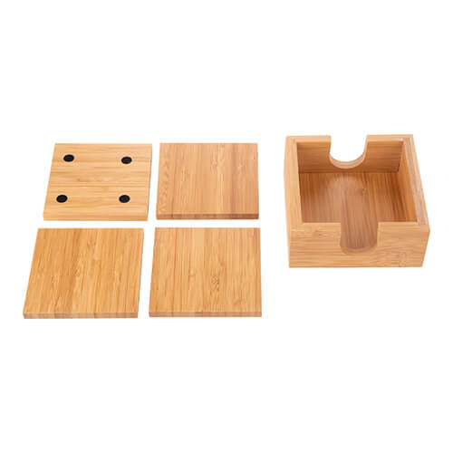 Set di 4 sottobicchieri per tazza in bambù per sublimazione - quadrati