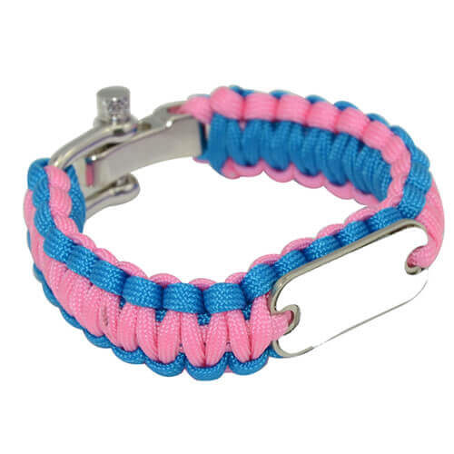 Bracciale in paracord rosa / celeste per stampa sublimatica 