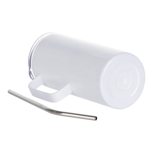 Bicchiere da 480 ml con manico e cannuccia per sublimazione - bianco