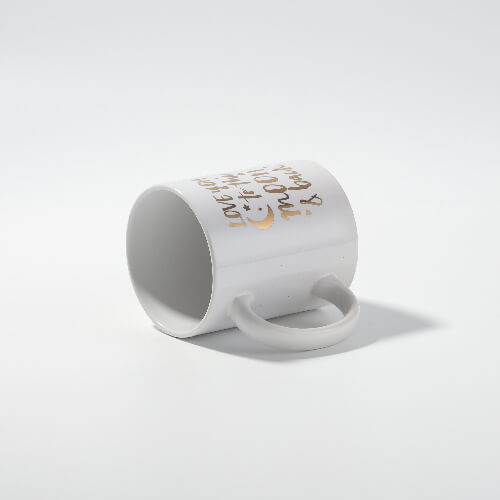Tazza da 330 ml con scritta in sublimazione dorata - Love You to the moon & back