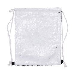Sacca da portare in spalla 36 x 45 cm con paillettes per la sublimazione - bianca