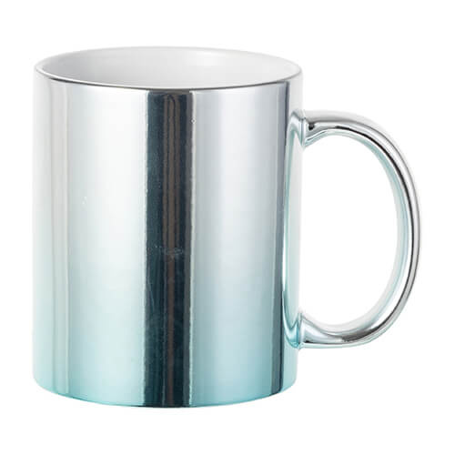 Tazza placcata da 330 ml per sublimazione - sfumatura argento-azzurro