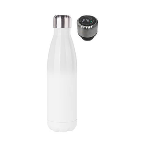 Flacone in acciaio inox da 500 ml con termometro a sublimazione - bianco