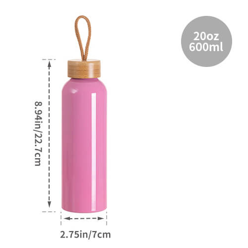 Borraccia in alluminio da 600 ml con coperchio in bambù per sublimazione - bianco