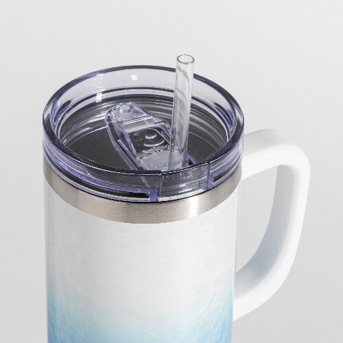 Tazza da viaggio 3D Puff Cloud da 1200 ml per sublimazione - bianco e blu