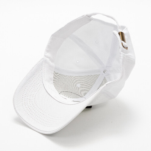 Cappello da baseball in cotone con patch rotonda in velcro per sublimazione - bianco
