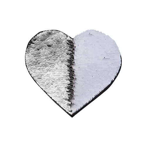 Patch paillettes cuore bicolore da sublimare - colore argento 22 x 19,5 cm