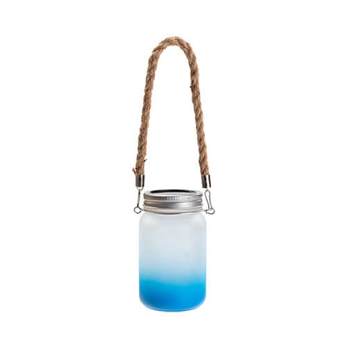 Lanterna da 450 ml con manico in corda - sfumatura Blu 