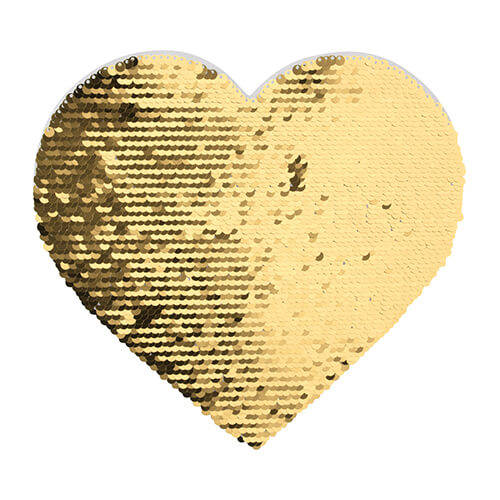 Paillettes bicolore per sublimazione e applicazione su tessuti - cuore d'oro 22 x 19,5 cm su sfondo bianco