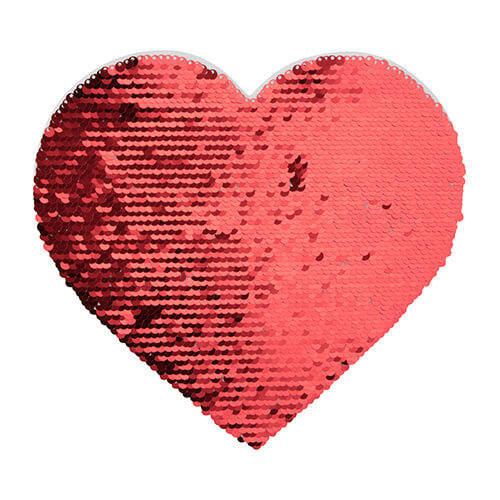 Paillettes bicolore per sublimazione e applicazione su tessuti - cuore rosso 22 x 19,5 cm su sfondo bianco