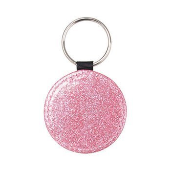 Portachiavi in ​​pelle con glitter per sublimazione - cerchio rosa