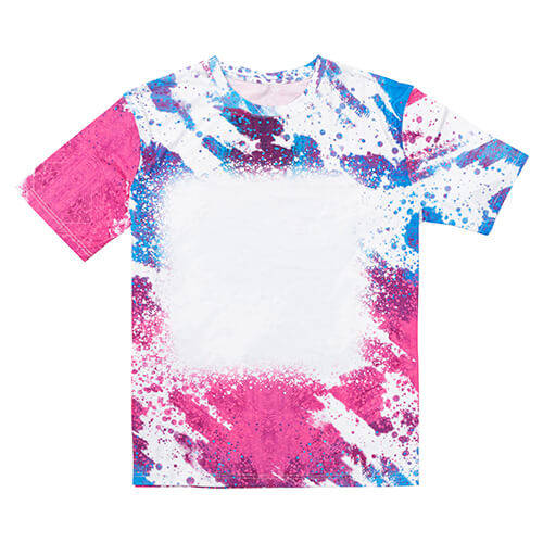 T-shirt Cotton-Like Bleached Leopard Blue Pink per sublimazione