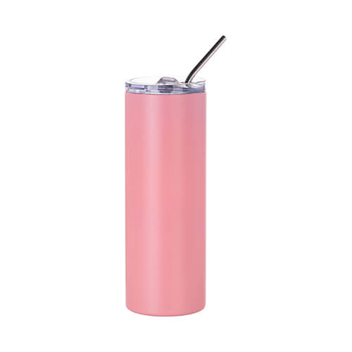 Tazza da 600 ml con cannuccia per sublimazione - rosa opaco