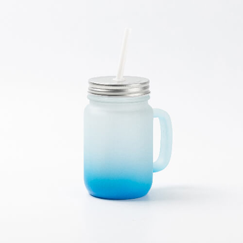 Tazza in vetro smerigliato Mason Jar per sublimazione - sfumatura azzurro