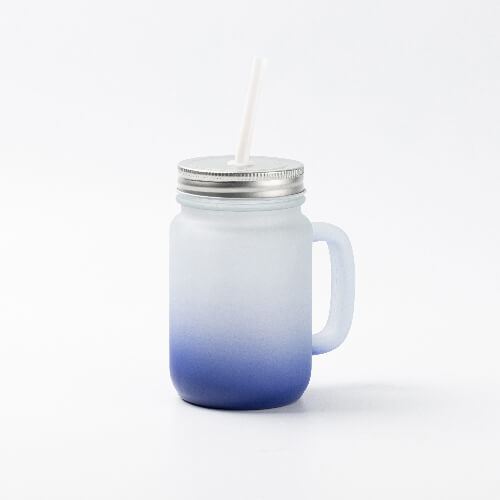 Tazza in vetro smerigliato Mason Jar per sublimazione - sfumatura blu scuro