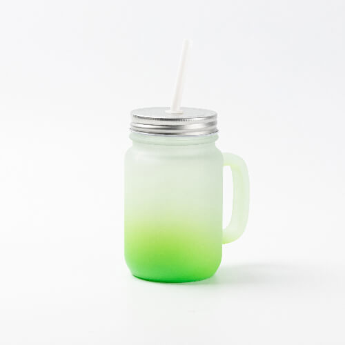 Tazza in vetro smerigliato Mason Jar per sublimazione - sfumatura verde